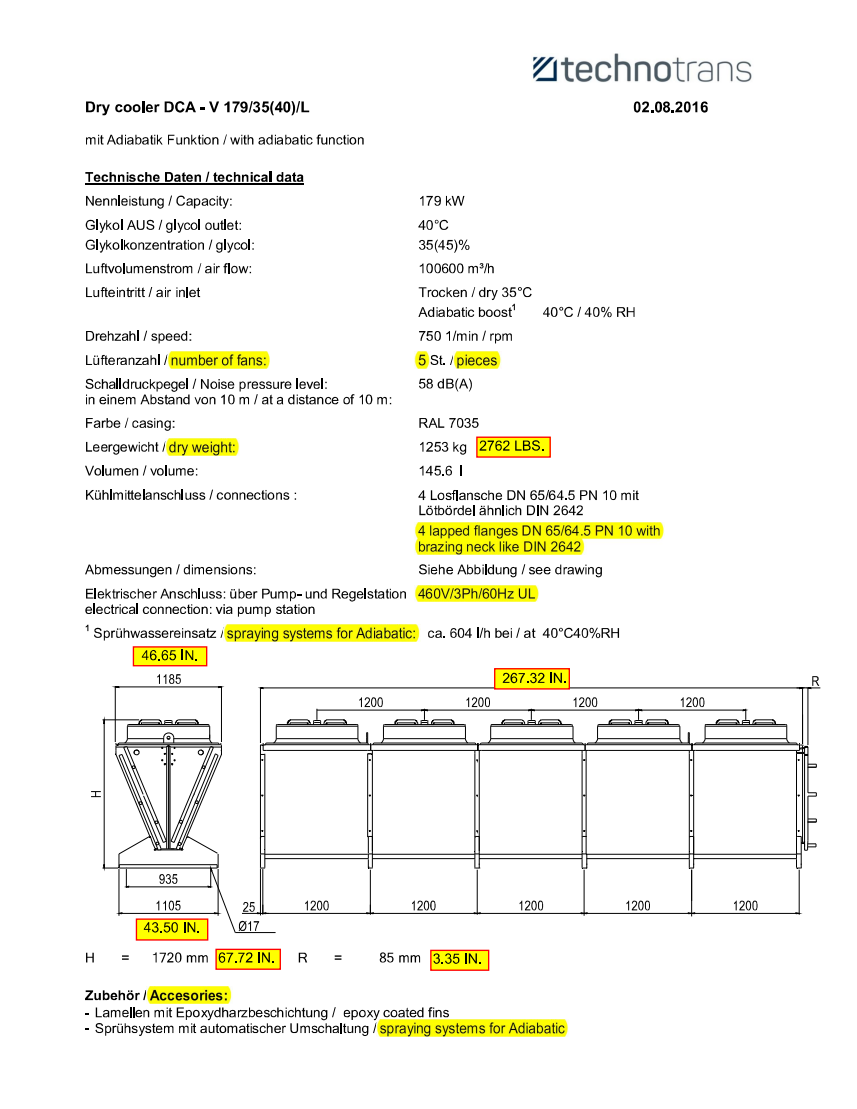 Existing roof dry cooler reference