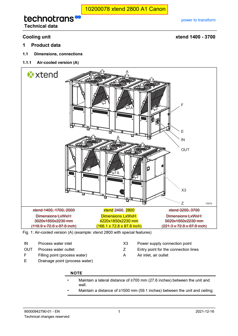 Xtend 2800 chiller reference